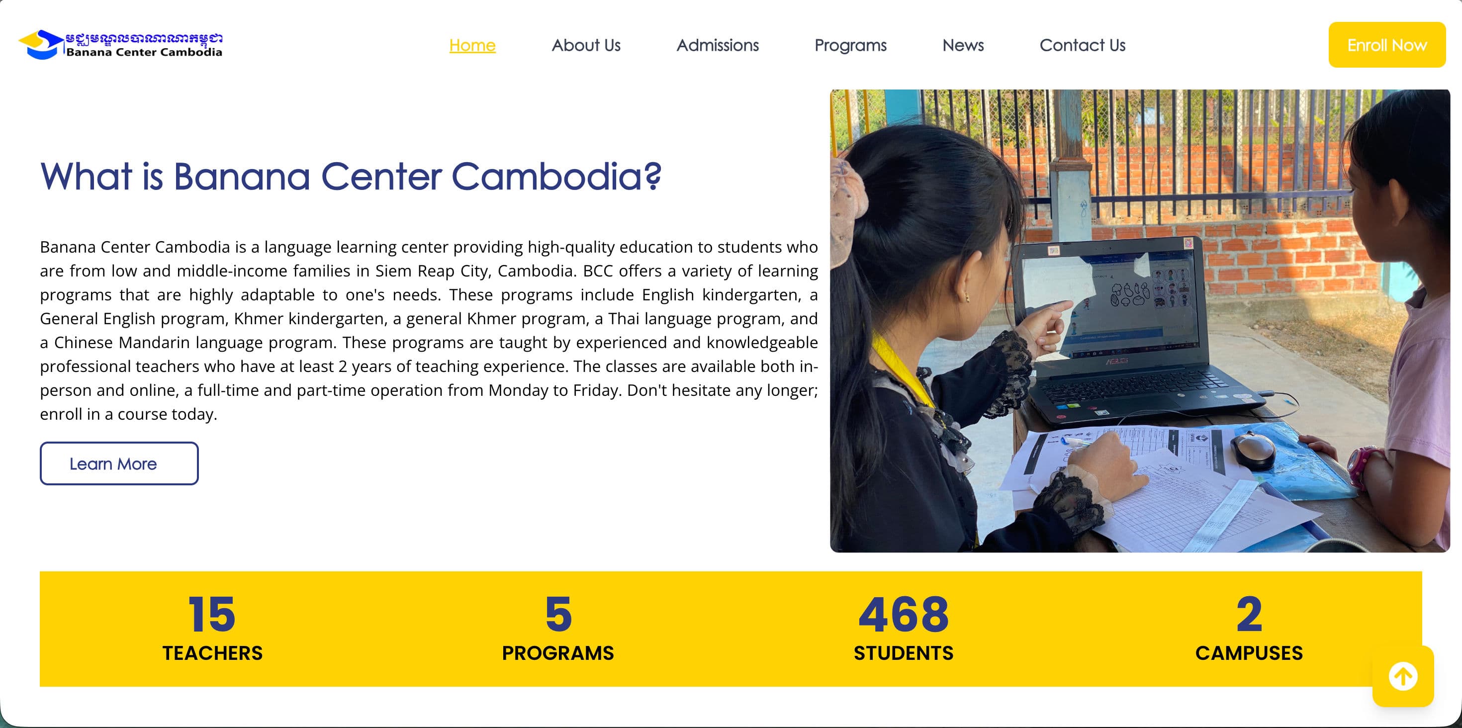 Banana Center Cambodia Website and School Management System