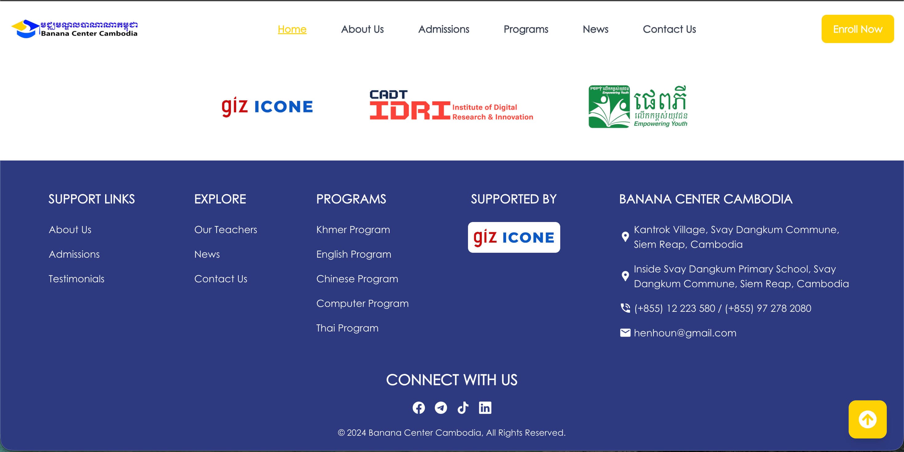 Banana Center Cambodia Website and School Management System preview