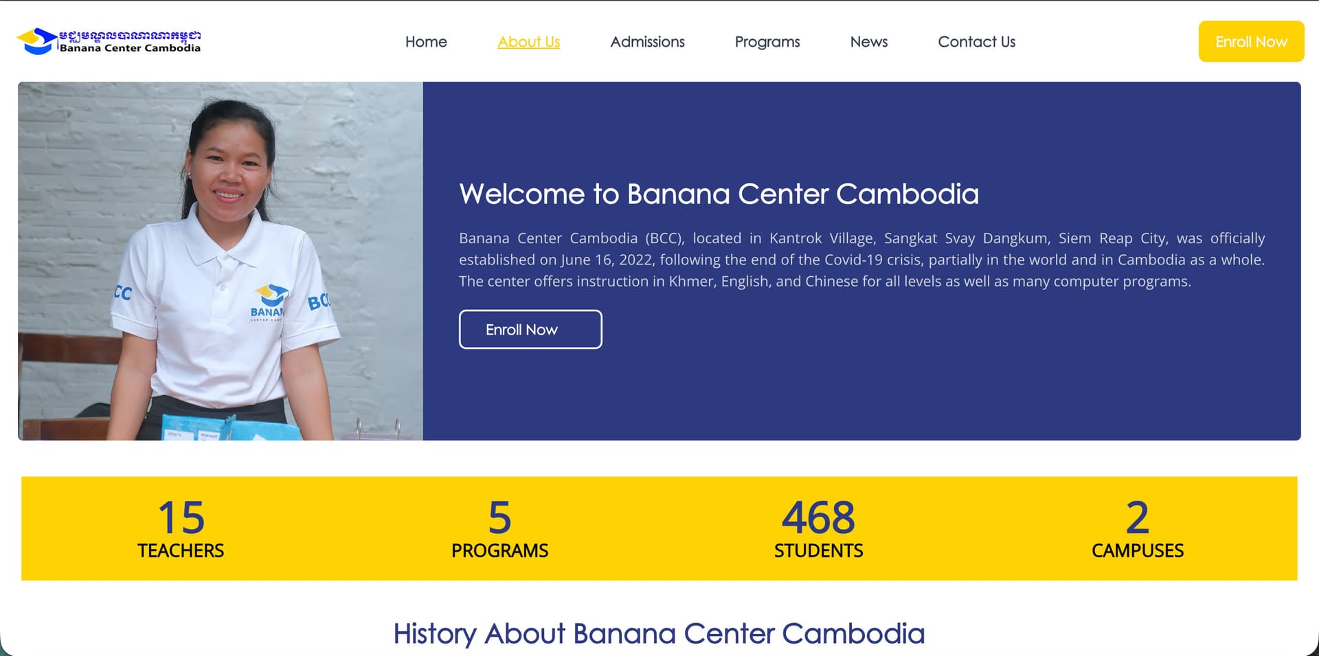 Banana Center Cambodia Website and School Management System detail 3