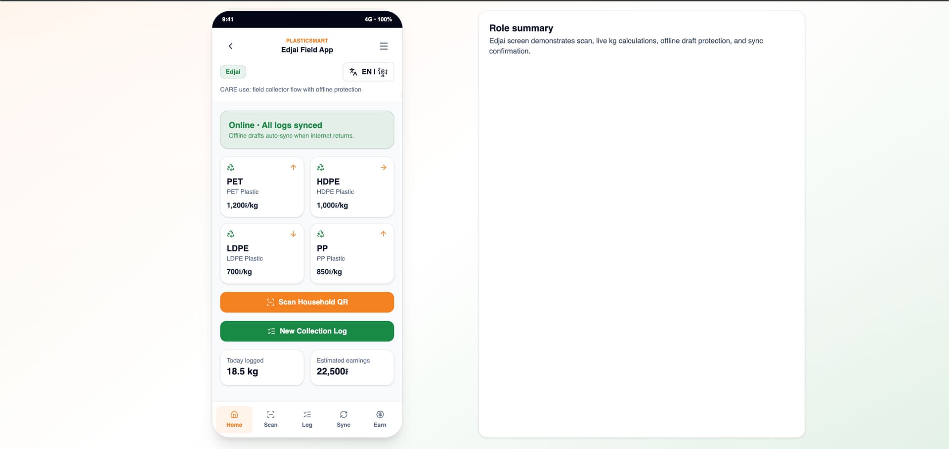 Prototype of PlasticSmart Recyclables Marketplace detail 7