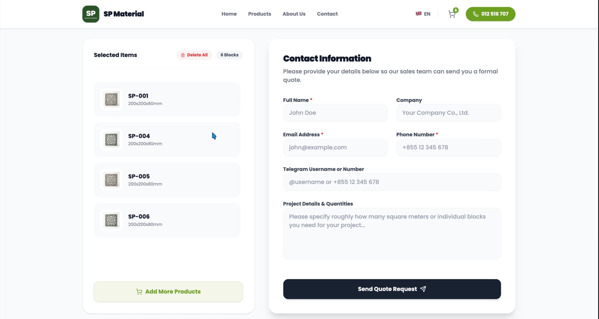 SP Material E-commerce Platform detail 3